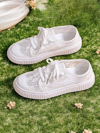 Casual Sneakers Floral Wedding Women – Shoes Lace for Bridal