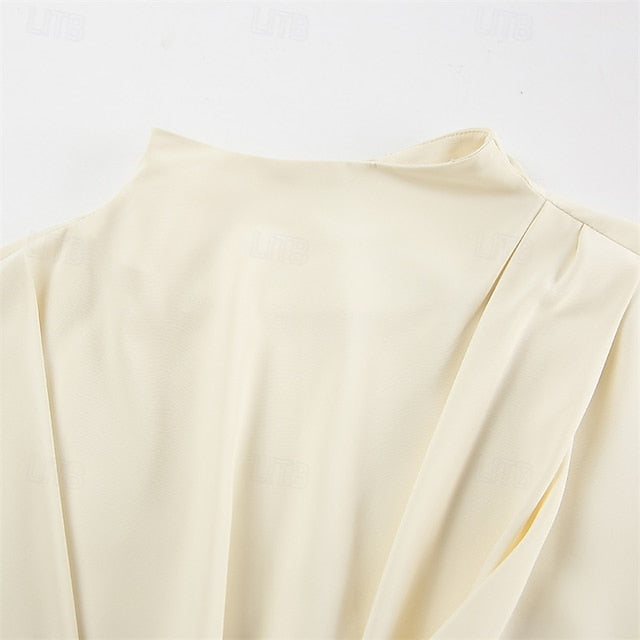 Women's Shirt Elegant Satin Top Dressy Tops Patchwork Tunic