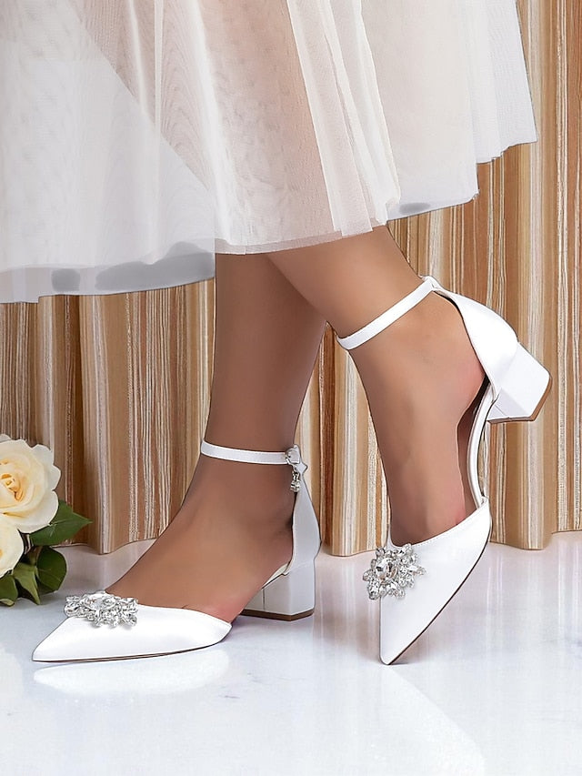 Heel Shoes with Women's Satin Wedding Block Burgundy