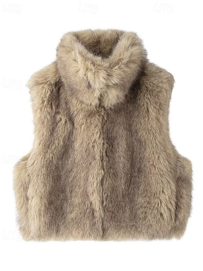 Comfortable Leathers Faux Women's Fur Coat Vest Furs