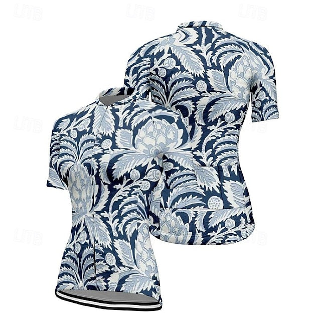 Women's Cycling Jersey Leaf Short Sleeve Bike Tee Tshirt