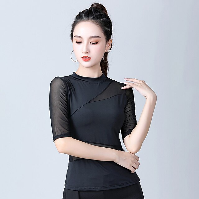 Latin Dance Activewear Top Pure Color Splicing Women's