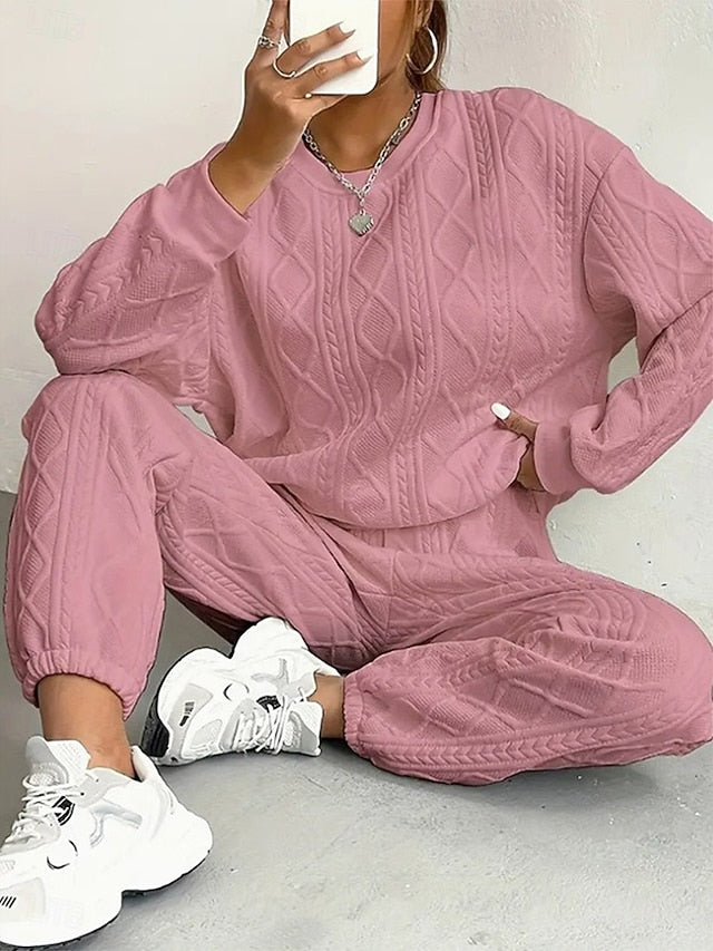 Women's Sweatshirt Trousers Chinos Long Sleeve Round Neck