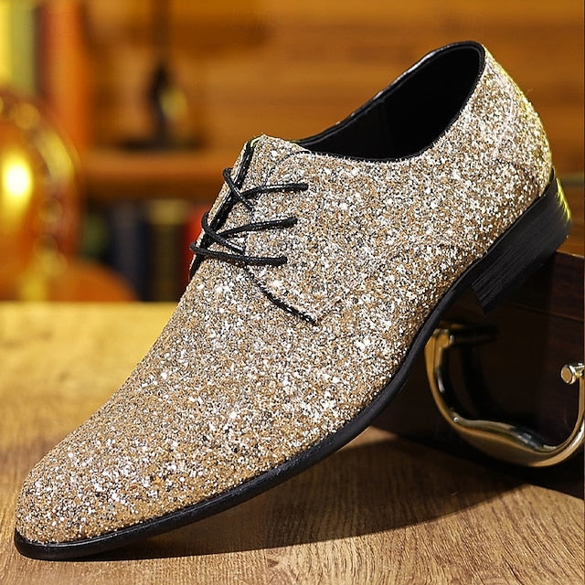 Lace-up Shoes Bold Men's Glitter Party – Statement Purple