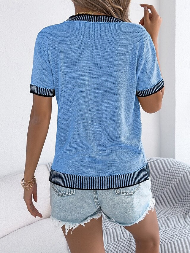 Women's Ribbed Knit Tops T Shirt Tee Top Pocket Graphic