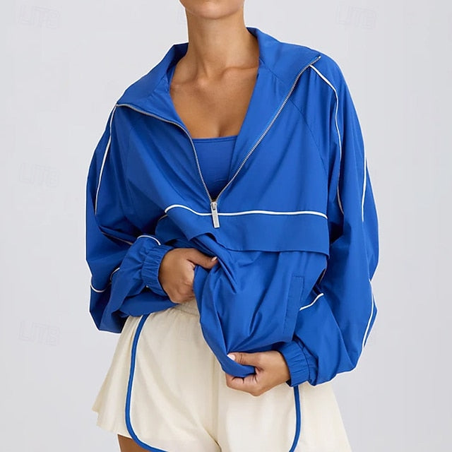 Women's Sport Jacket Half Zip with Pockets Long Sleeve Top