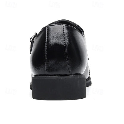 Double Strap with Brown Shoes Men's Leather Monk Faux