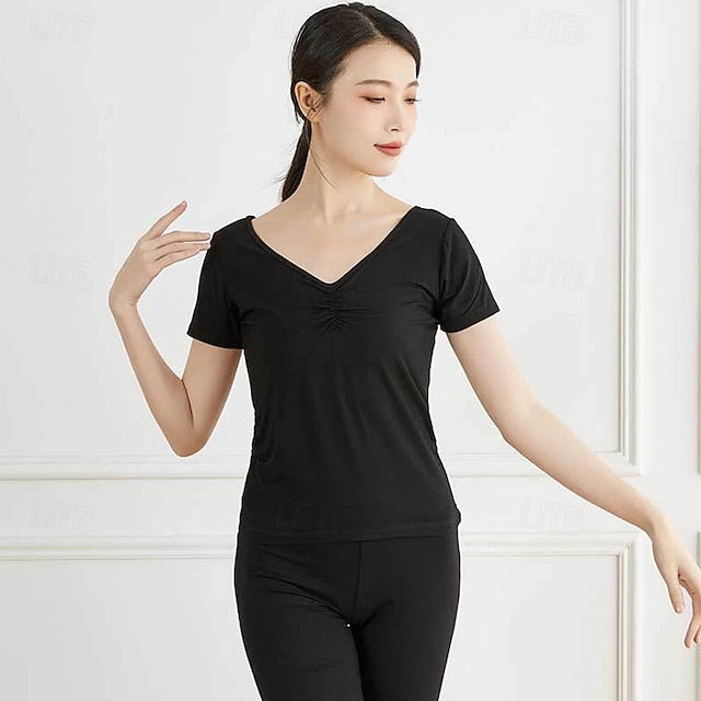 Activewear Top Pure Color Splicing Women's Performance