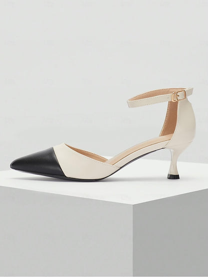 Heel Stylish Kitten Two-Tone Women's Toe Pointed Ankle