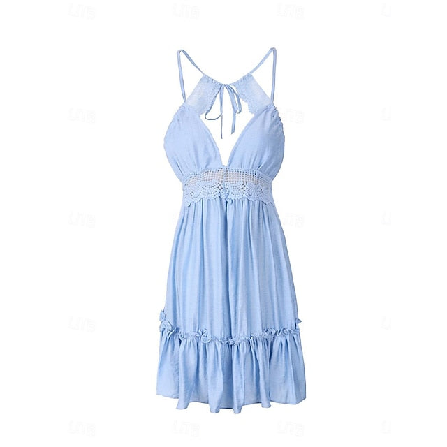 Women's Lace Dress Mini Dress Lace Patchwork Vacation Beach