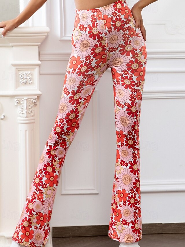 Women's Bell Bottom Slacks Fashion Boho Full Length Natural
