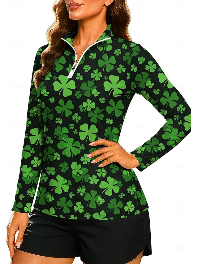 St. Patrick Women's Gradient Clover Sweatshirt Polo