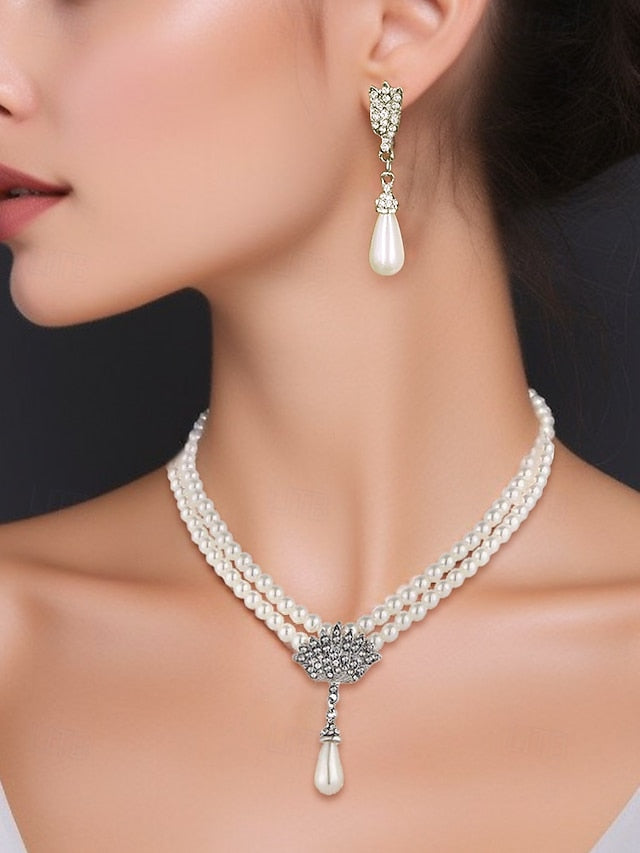 Set Double-Layer Elegant Necklace – Jewelry Bridal Pearl