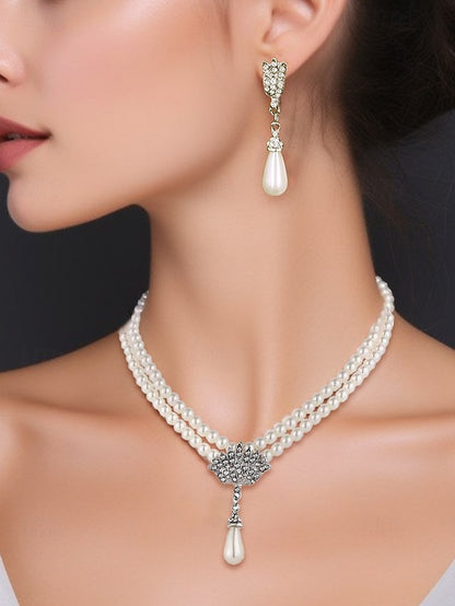 Set Double-Layer Elegant Necklace – Jewelry Bridal Pearl