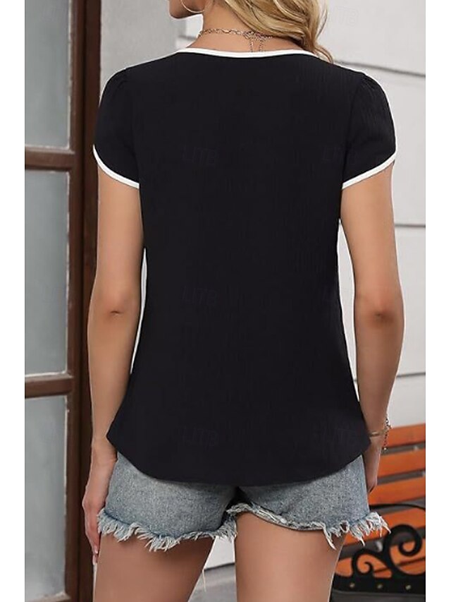 Women's Blouse Patchwork Color Block Modern Casual Short