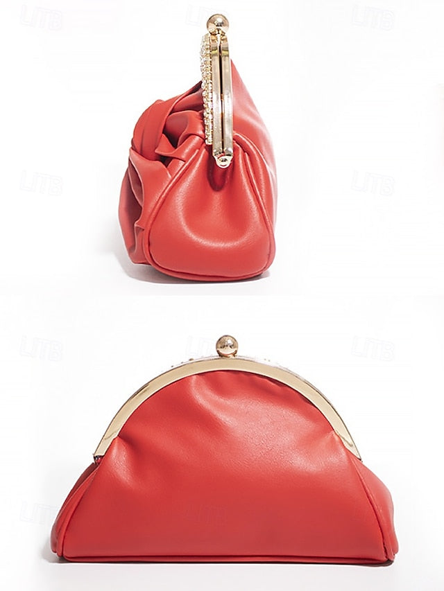 Bag Rhinestone Leather Evening Faux Clutch – Women's