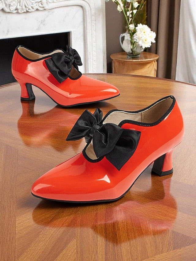 Shoes – Red Vintage 1920s Heel Women's Leather Patent Low