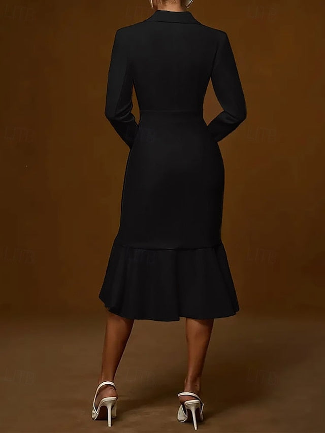 Women's Midi Dress Blazer Dress Sheath Dress Elegant