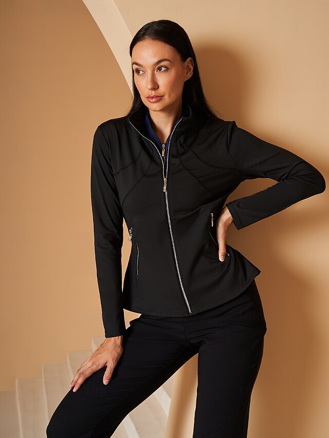 Women's Golf Jacket Yan pink Gray Pink Black Long Sleeve