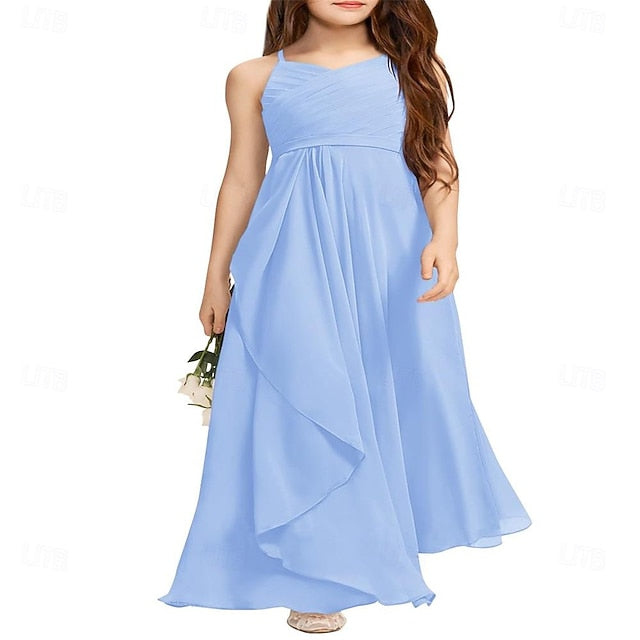 Girl Halter Junior Girls A-Line Flower Dress Bridesmaid Flowy