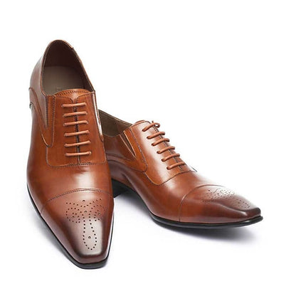 Black Oxford Leather Classic Cap Faux Men's Shoes