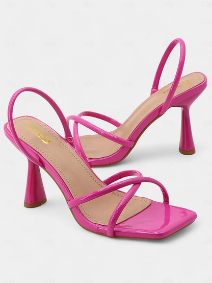 with Toe Square Heeled Sandals Strappy Beige Design –