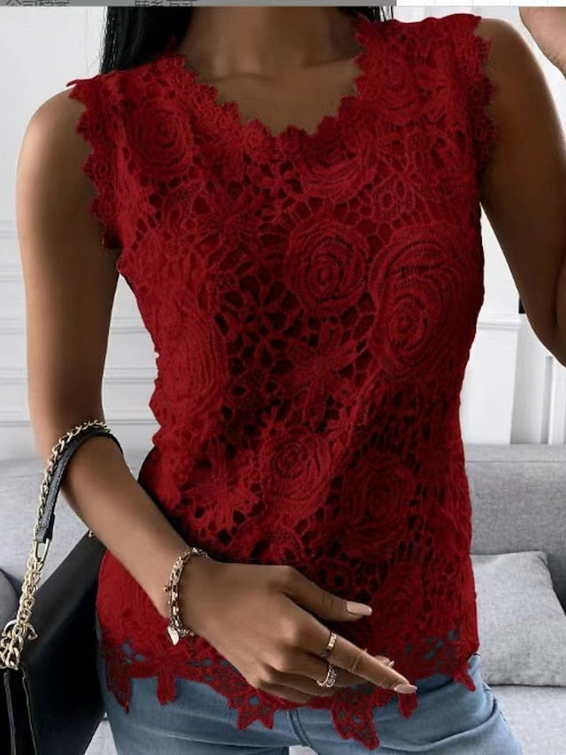Women's Lace Tops Lace Patchwork Plain Elegant Fashion