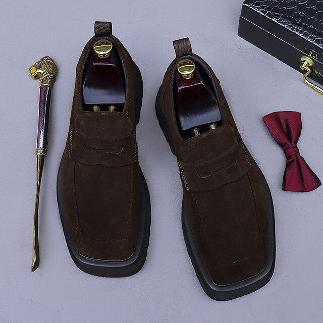 Loafers Leather Men's Suede Business Cowhide -Classic