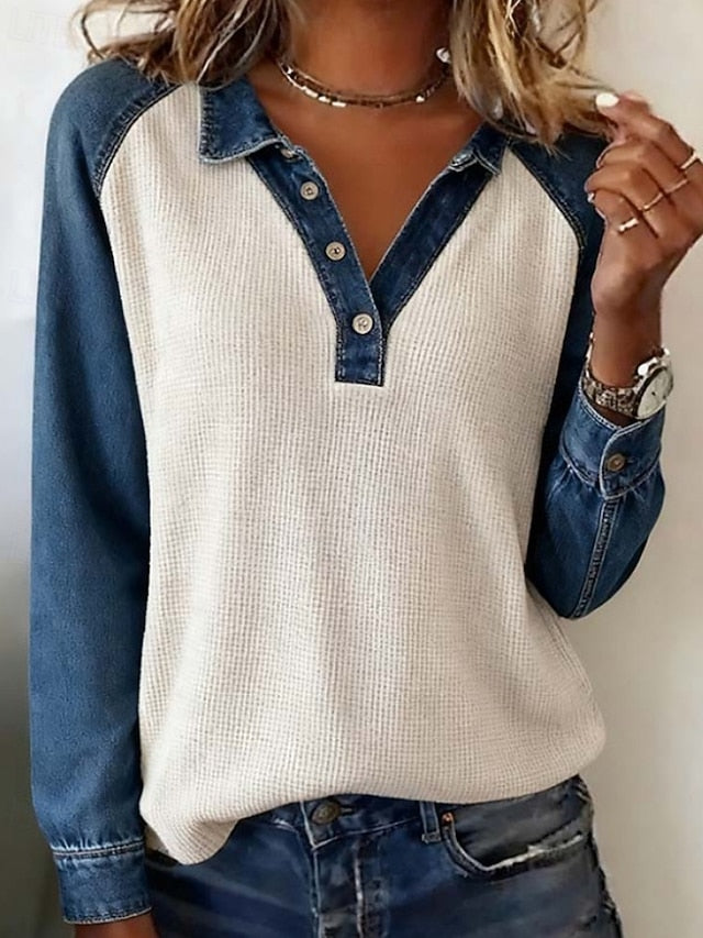 Women's Blouse Plain Vintage Stylish Long Sleeve Shirt