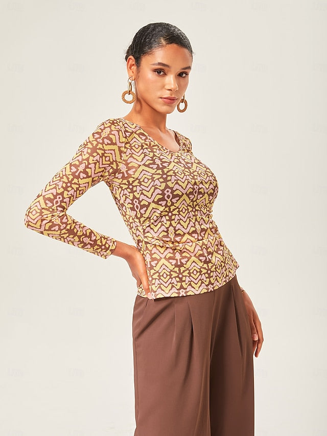 Vintage V-Neck Stretch Base Layer Top