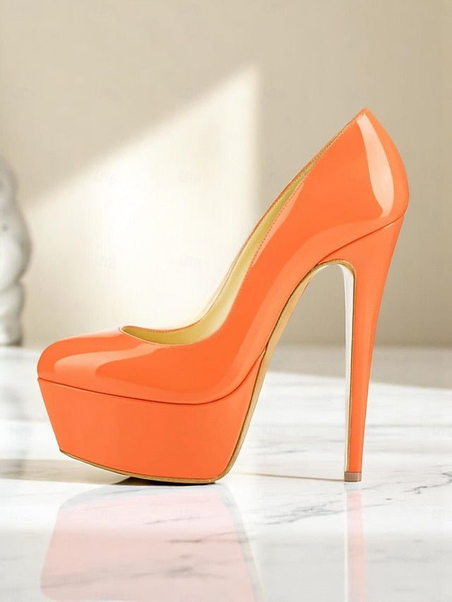 Patent Heels with Women's Platform Black Pointed-Toe and