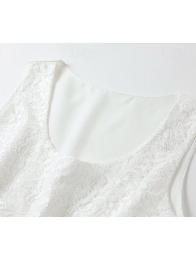 Women's White Bohemian Dress Lace Dress Detailed Layered