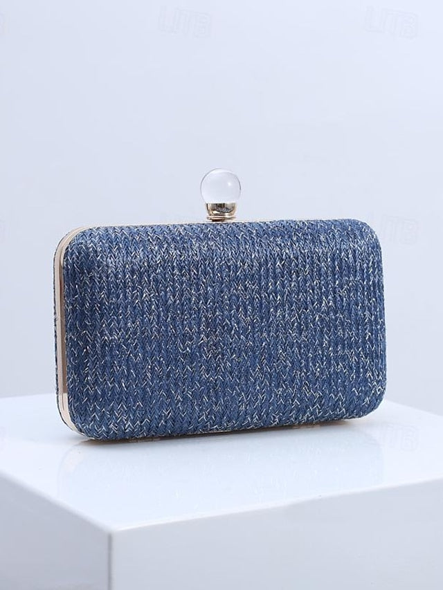 - with Clutch Purse Stylish Pearl Elegant Straw Clasp