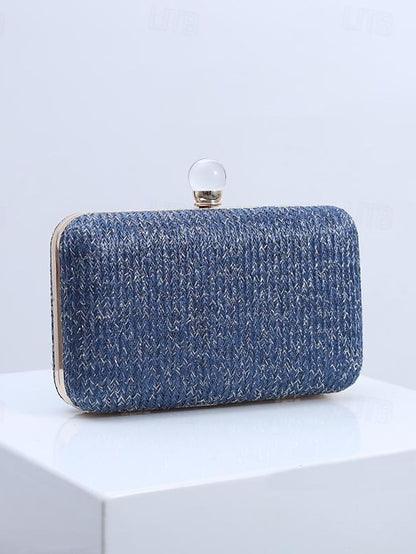 - with Clutch Purse Stylish Pearl Elegant Straw Clasp