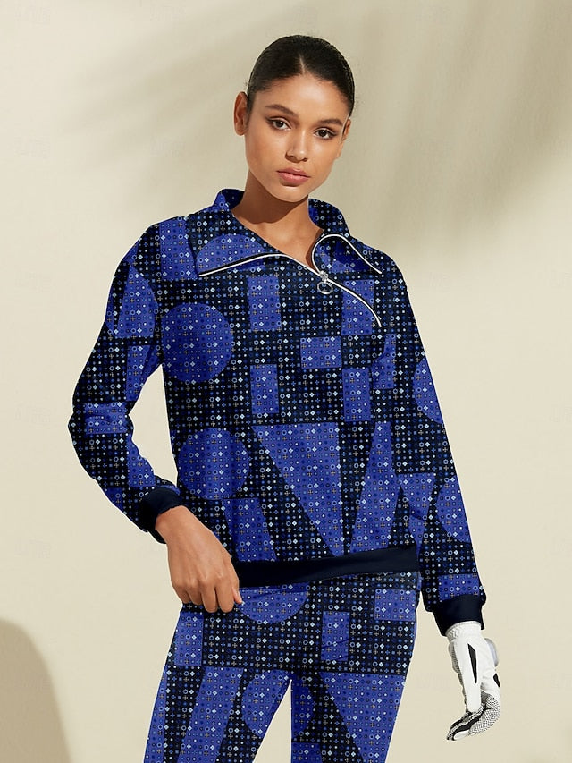 Women's Golf Pullover Sweatshirt Navy Blue Long Sleeve Top