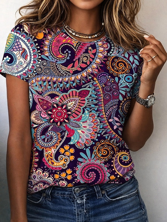 Women's T Shirt Floral Graphic Paisley Bohemia Vintage