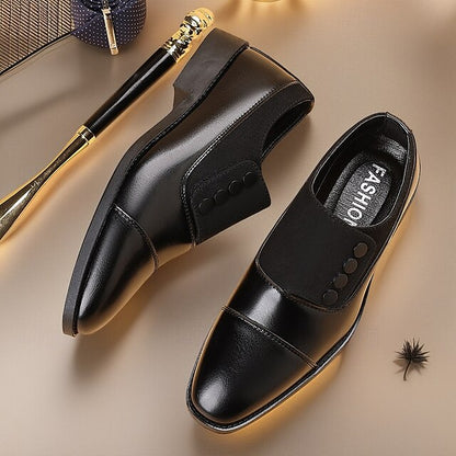 Black Classic Slip-On Shoes Button Men's Decor