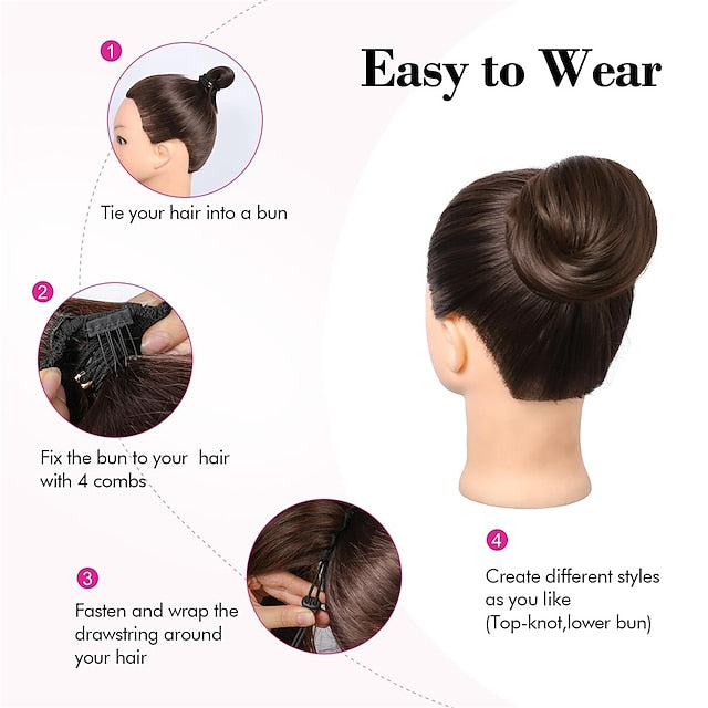 Messy Hair Bun Top Knot Clip in Bun Fake Hair Bun Ponytail