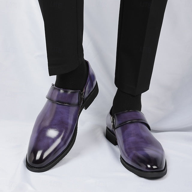 Leather Business Shoes Men's Slip-On Loafers Brown