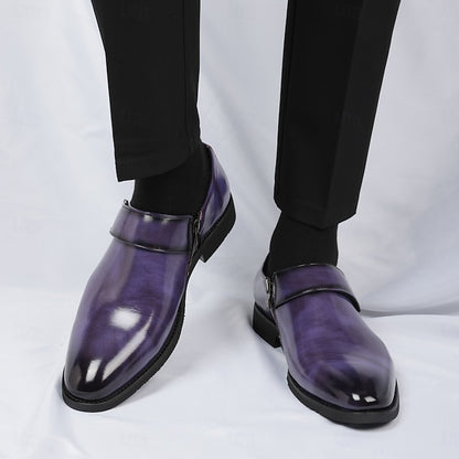 Leather Business Shoes Men's Slip-On Loafers Brown