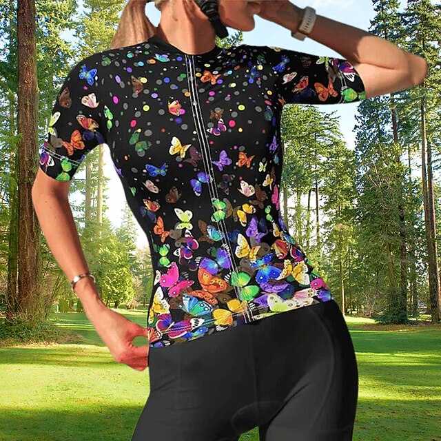 Women's Cycling Jersey Butterfly Funny Short Sleeve Bike