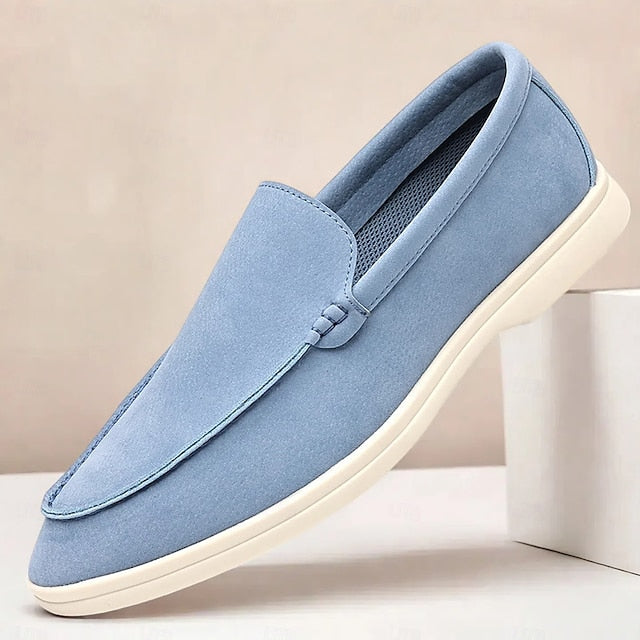 Blue Slip-On Loafers Light Men's Faux Casual – Breathable