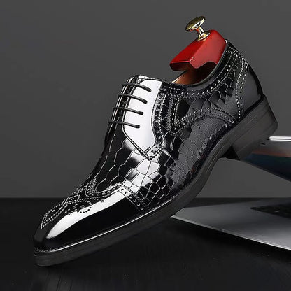 Shoes Burgundy Patent Leather Brogue Oxford Men's with