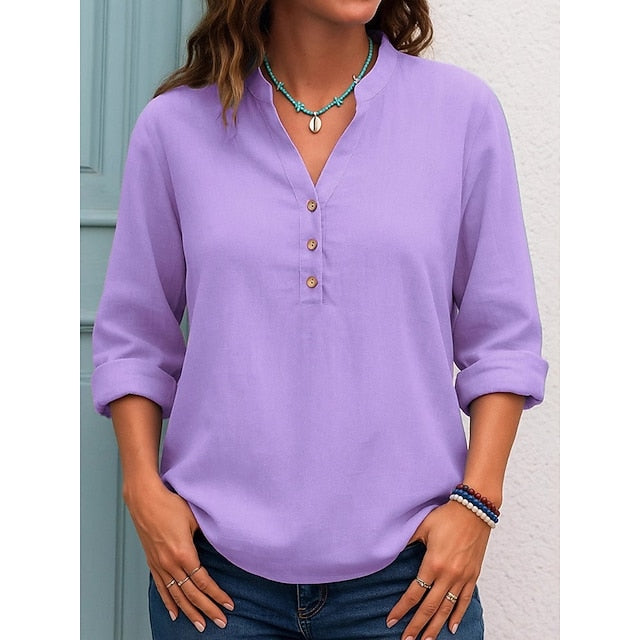 Women's Blouse Buttons Solid Color Daily Stylish Casual