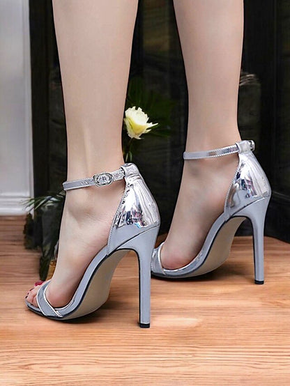 – Sandals for Metallic Wedding Heel Stiletto Sleek Women