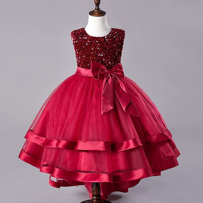 Sequin Party Girls' Dress Sleeveless Festival Kids Wedding