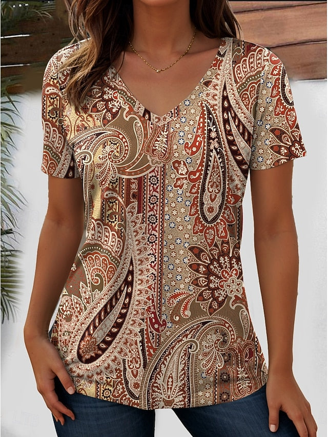 Women's T Shirt Graphic Paisley Bohemia Stylish Casual