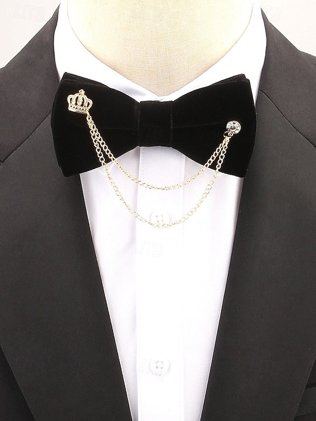 Tie Chain Crown Bow Velvet and with Men's – Detail