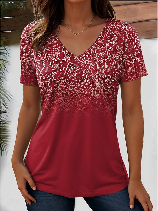 Women's T Shirt Graphic Paisley Bohemia Stylish Casual