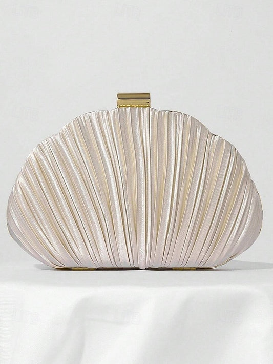 Women's Purse Clutch Shell Evening Satin Pleated